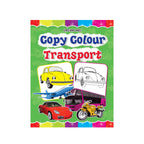 Transport colouring book with vehicle pictures for kids.