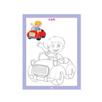 Transport colouring book with vehicle pictures for kids.