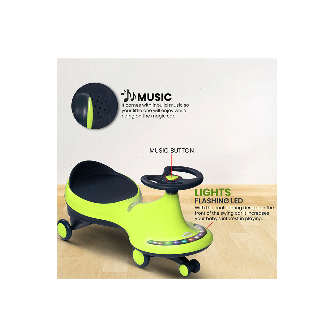 Baybee Ride-ons Baybee Trix Go Kids Magic Swing Cars for Kids Baby with Flashing LED Lights, Music & PP Wheels (3-8 Years)