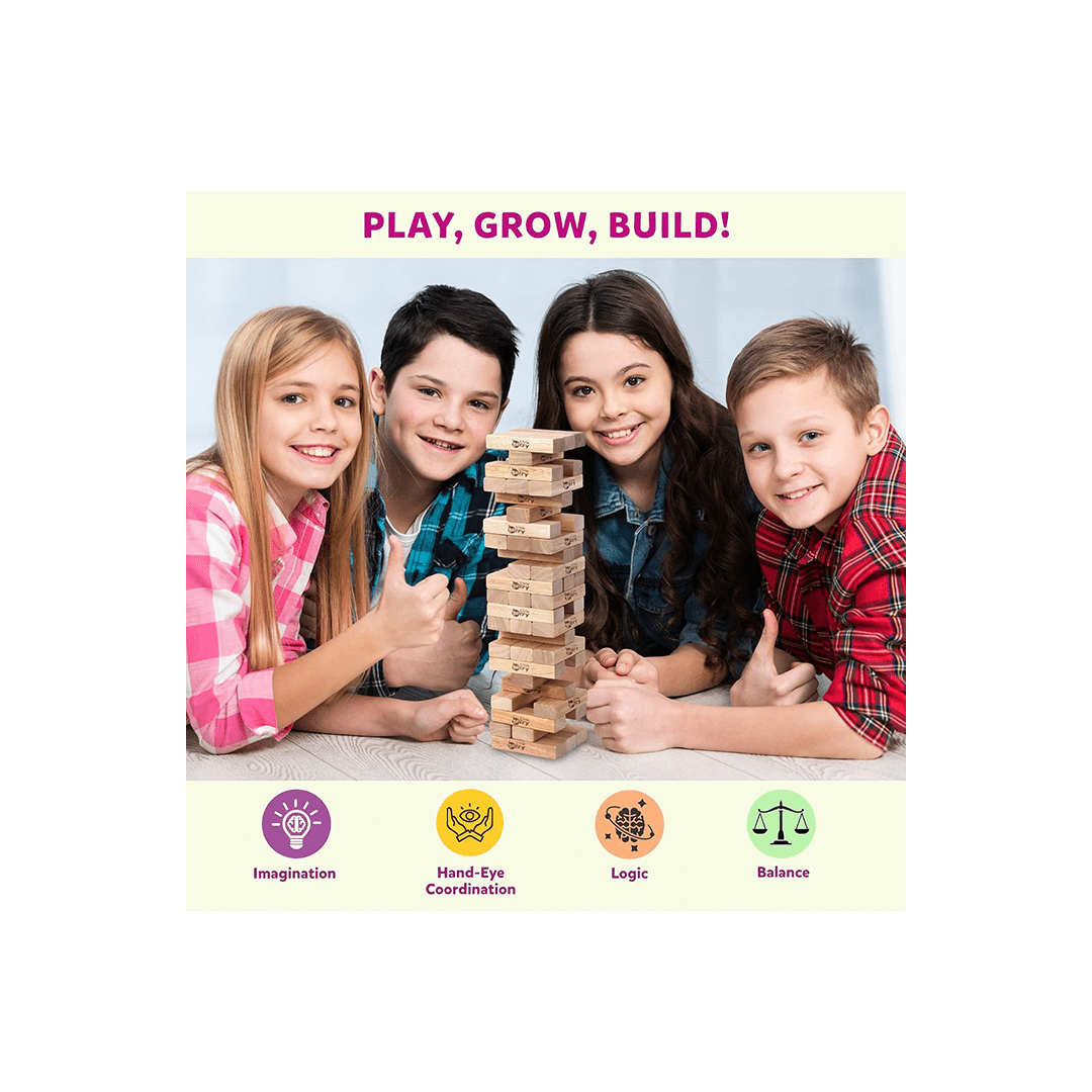 Little Berry Toys Little Berry Jenga/Tumbling Tower Game for Adults & Kids - 54 Pcs Canister Tube Pack (3 Years+)