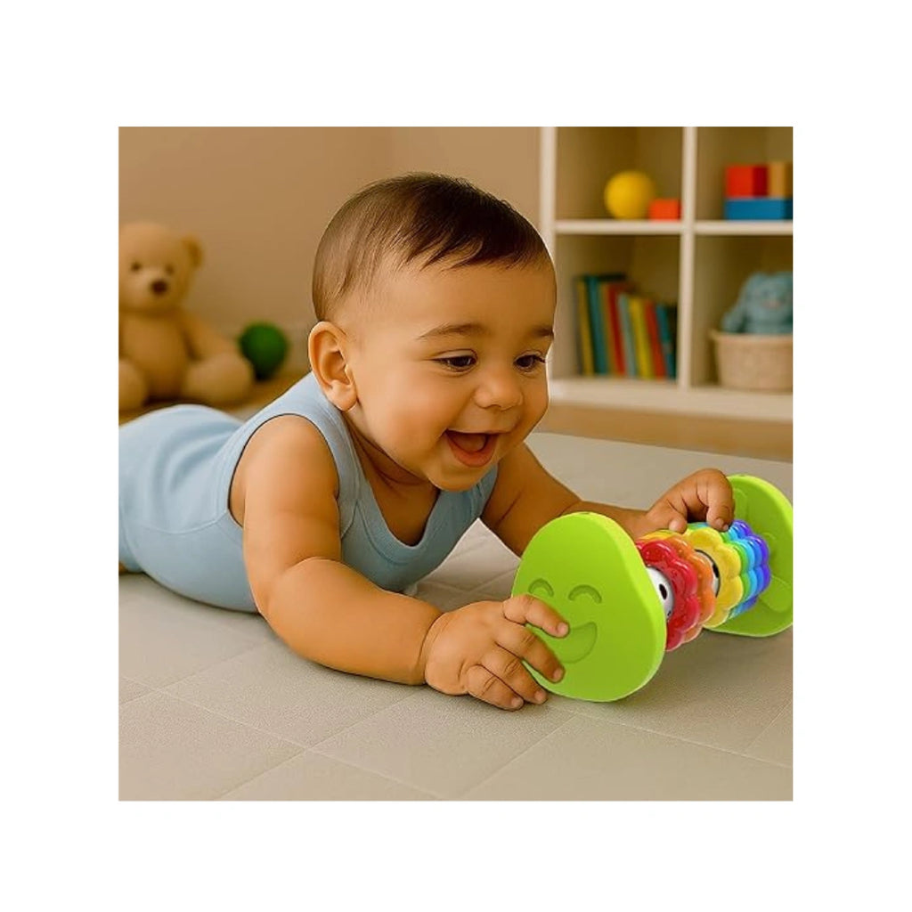Tummy time roller toy with rings