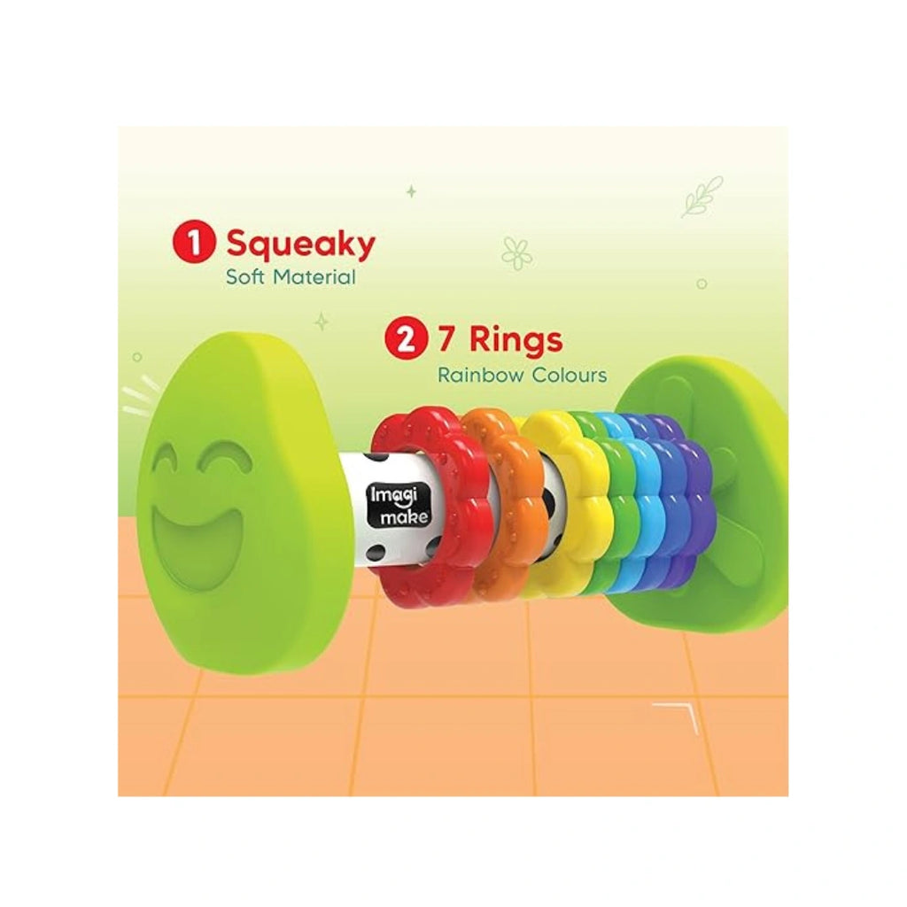 Tummy time roller toy with rings
