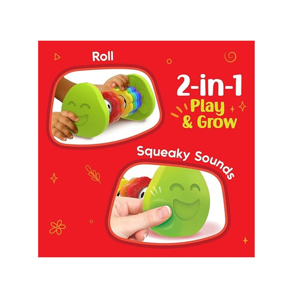 Tummy time roller toy with rings