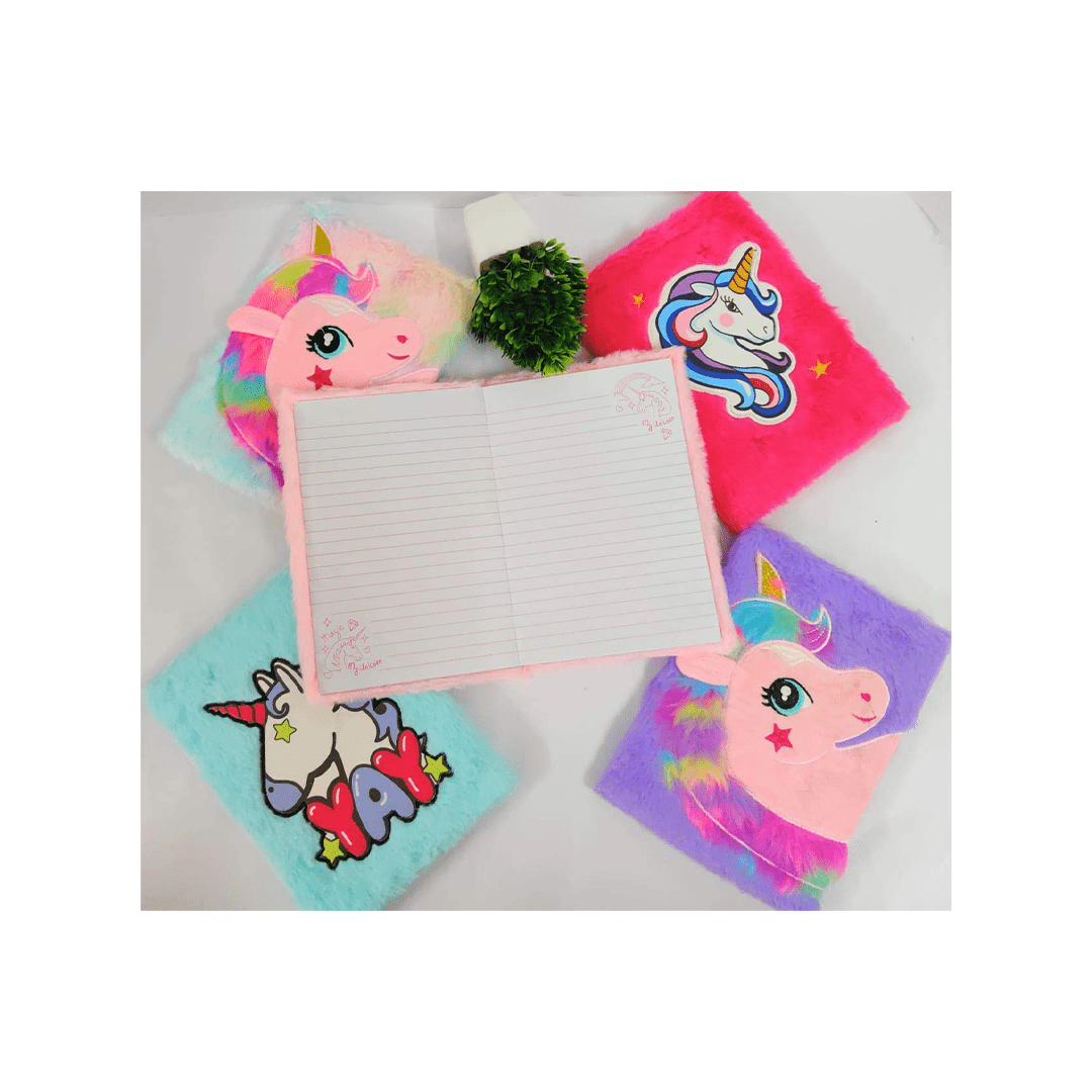 Baan Toys Books Baan Toys  Beautiful Pink Regular Size Unicorn Fur Diary and Designer Unicorn Notebook (3 Years+)