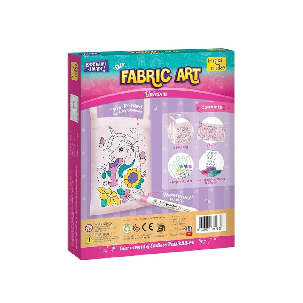 DIY unicorn fabric art kit with bag 