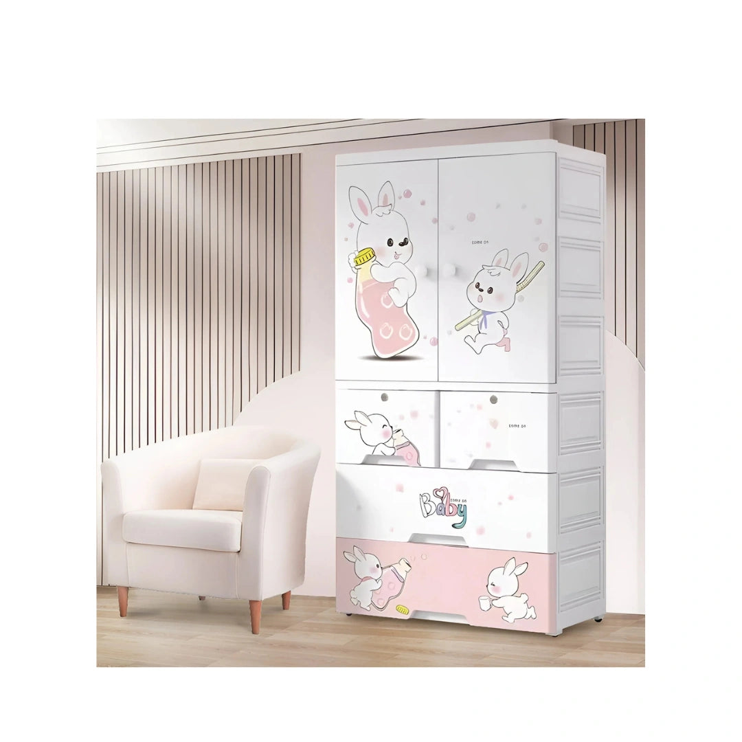 Multi-Storage Kids Clothing Wardrobe with Shelves & Drawers