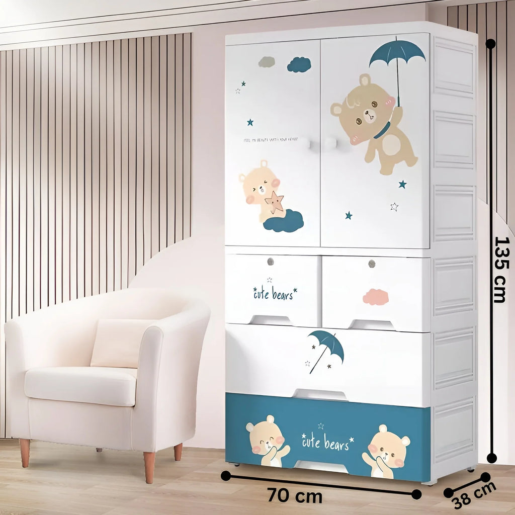 Multi-Storage Kids Clothing Wardrobe with Shelves & Drawers
