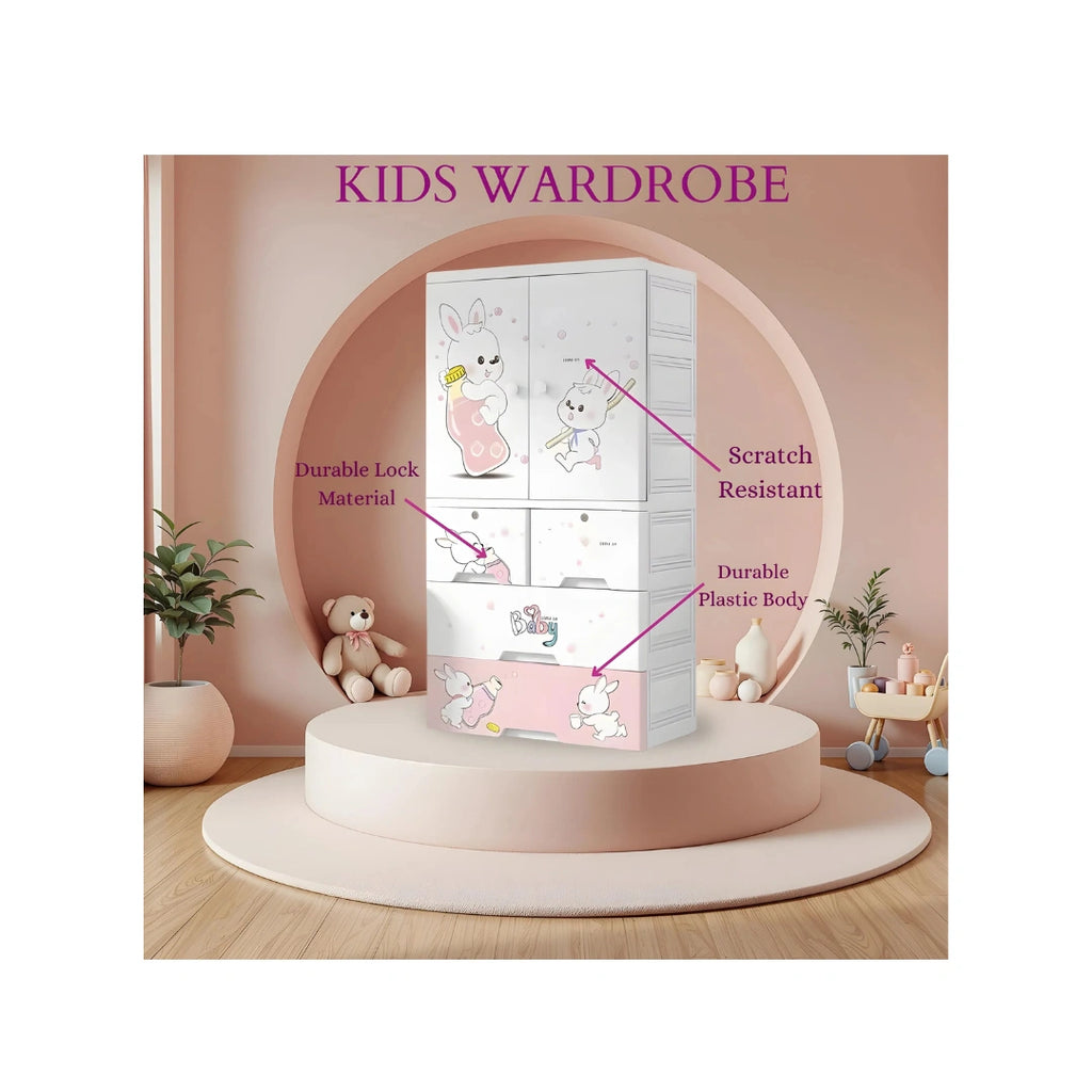 Multi-Storage Kids Clothing Wardrobe with Shelves & Drawers