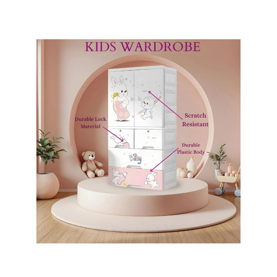 Multi-Storage Kids Clothing Wardrobe with Shelves & Drawers