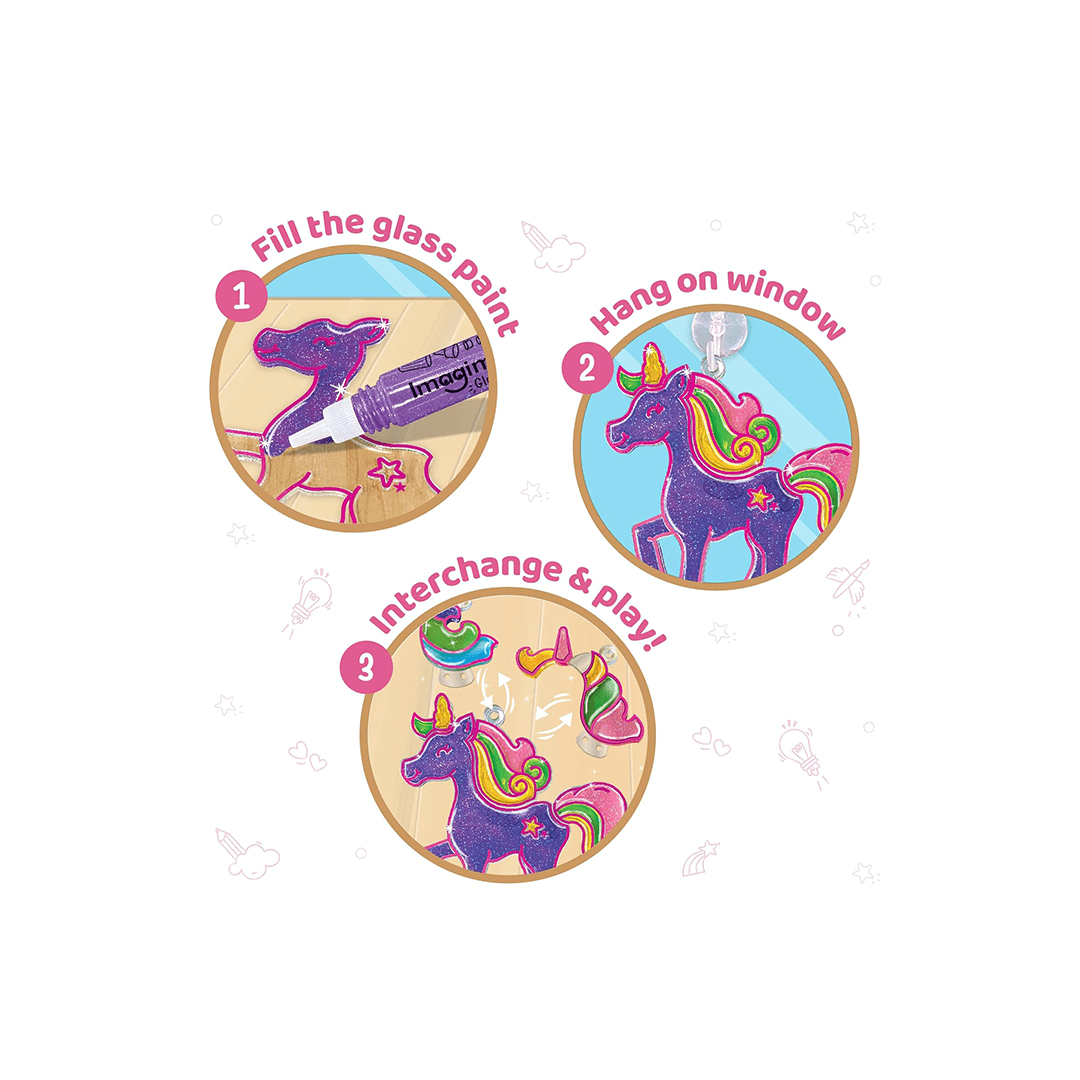 Imagimake Art And Craft Kit Imagimake Window Art Unicorn | Glass Painting Kit | Art And Craft Kit (5-7 Years)