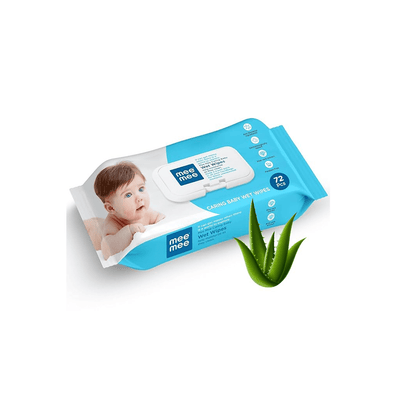 Mee Mee Baby Care Mee Mee Caring Baby Wet Wipes With Aloe Vera Extracts with Lid 72 pcs | Parabens Free ( 1 Month+ )