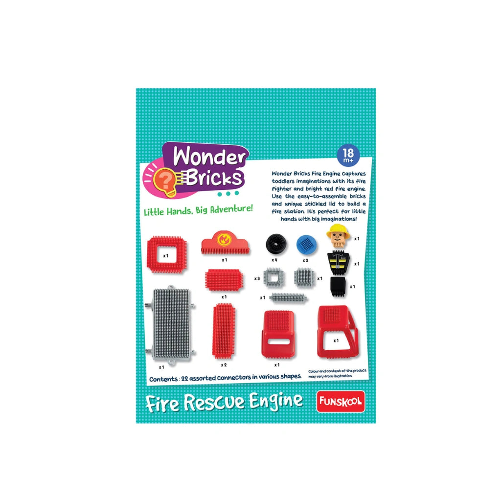 Wonder Bricks Fire Rescue Engine,Building Block Toy Set,High-Quality,Non-Toxic Plastic,Creativity,Motor Skills,Problem-Solving,Hand-Eye Coordination (3 Years+)