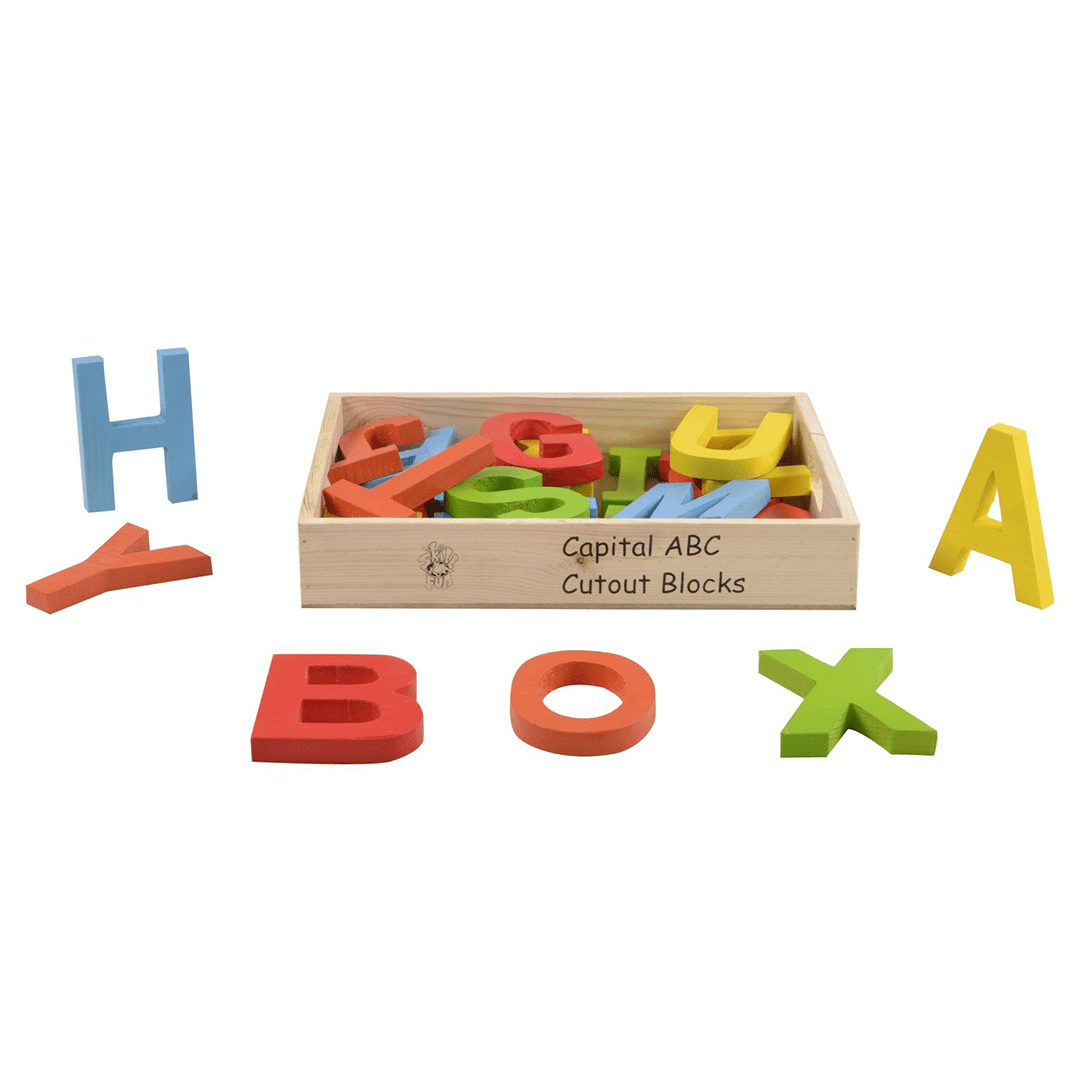 Skillofun Toys Skillofun Wood Capital ABC Cutout Block Colored Learning Toy