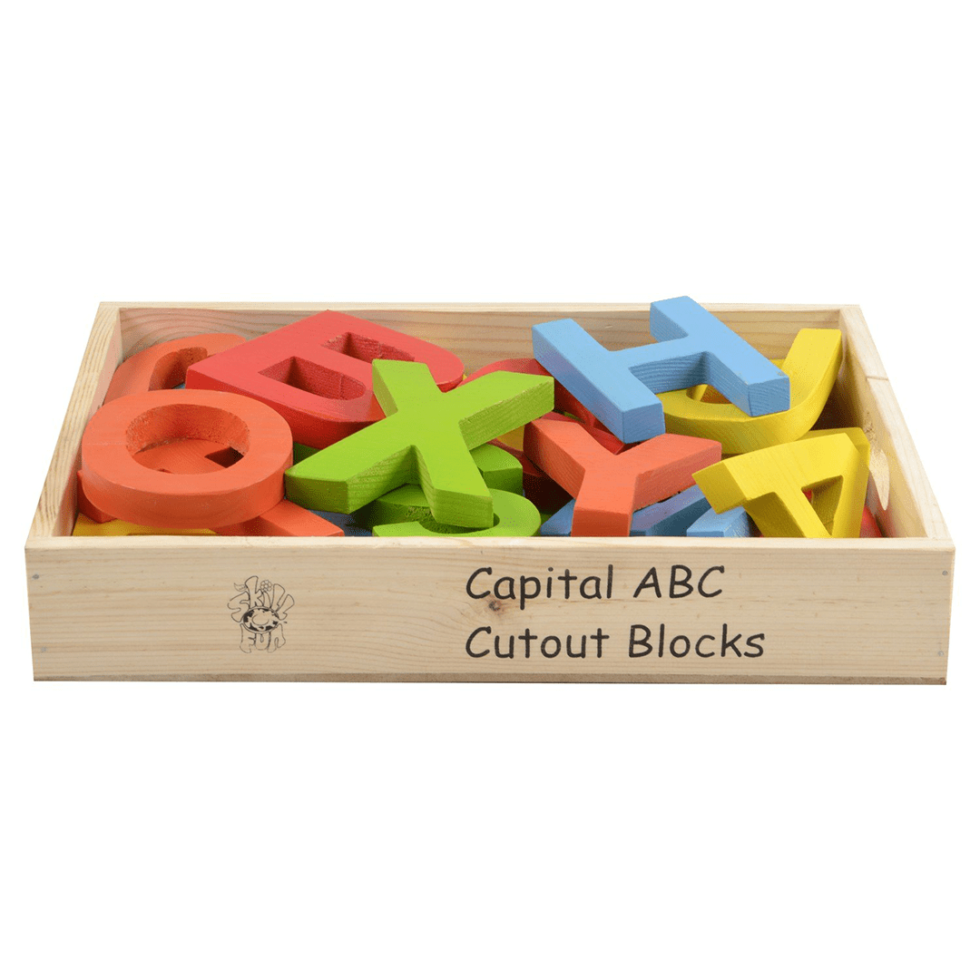 Skillofun Toys Skillofun Wood Capital ABC Cutout Block Colored Learning Toy