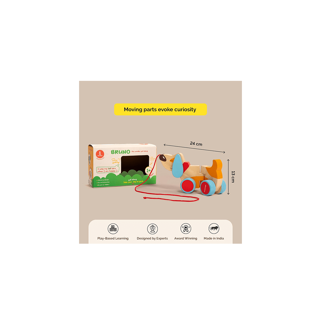 Shumee Toys Shumee Wooden Dog Pull Along Toy - Bruno (1 Years+)