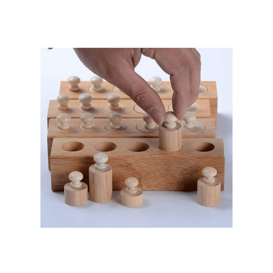 Extrokids Toys Extrokids Wooden Montessori Sensorial Material Family Set Mini Knobbed Cylinder Blocks (2 Years+)