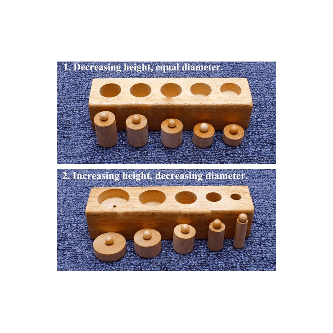 Extrokids Toys Extrokids Wooden Montessori Sensorial Material Family Set Mini Knobbed Cylinder Blocks (2 Years+)