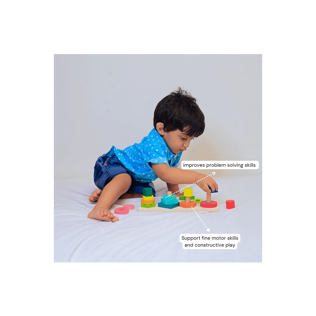 B4brain Brain Boosting B4brain Wooden Shape sorting & stacking puzzle (1 year+)