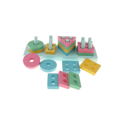 The Magic Lamps Toys 3-in-1 Learning Toy Set – Flash Card Reader, Roll Ball Monkey & Wooden Shape Stacker (1 Year+)