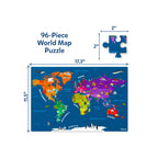 World Map Puzzle ,96 Piece Floor Puzzle with 100 Country Cards ,Educational Geography Game for Kids ( 6+)