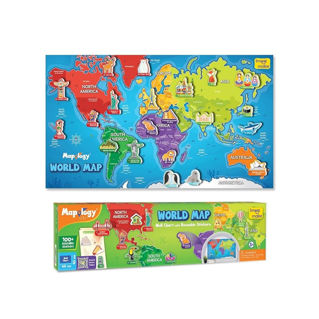 World map chart with reusable stickers