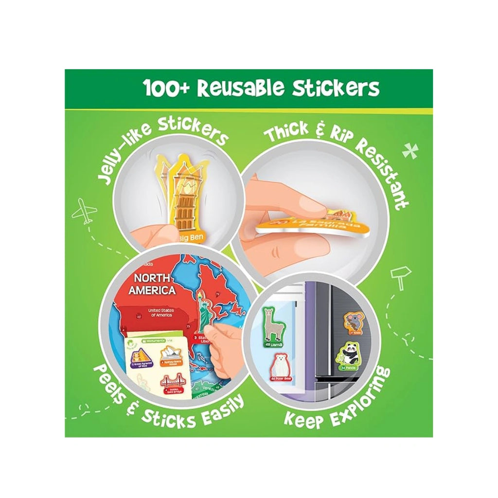 World map chart with reusable stickers