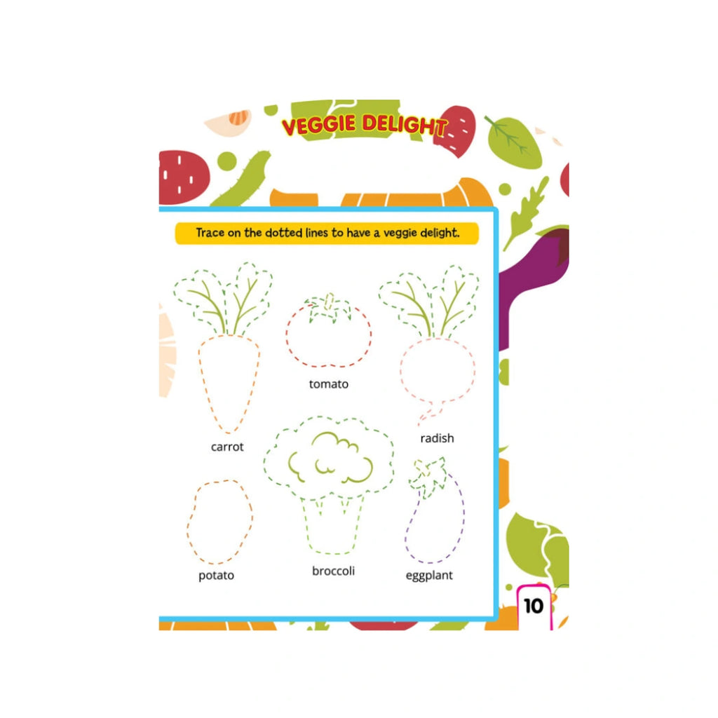 Vegetable learning and tracing book 