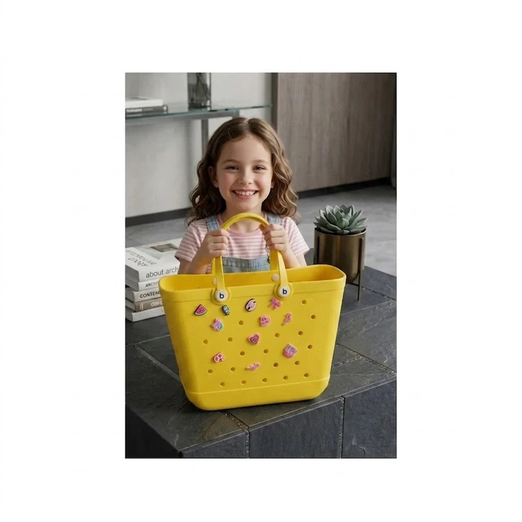 Stylish Waterproof Tote Bag with Decorative Charms