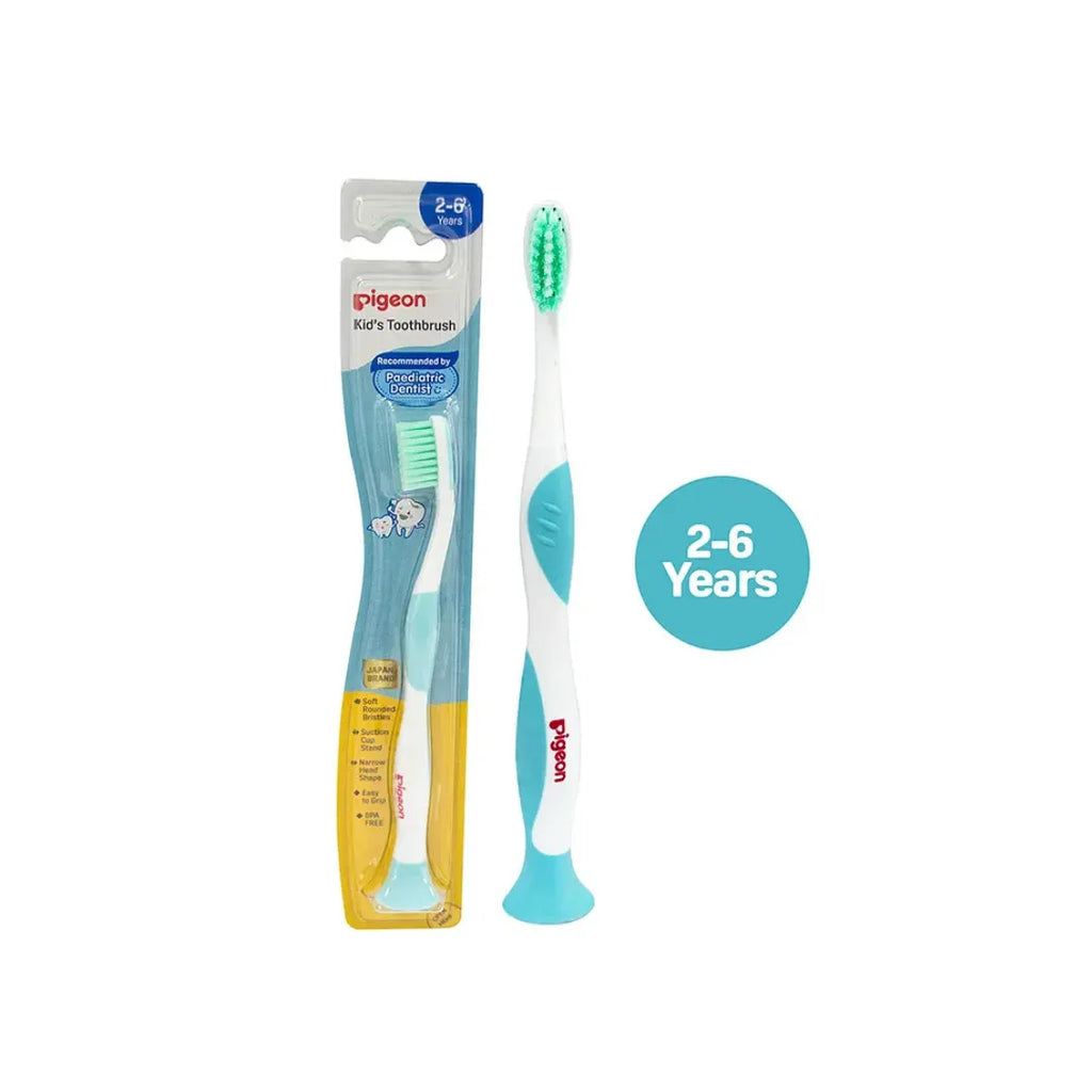 Pigeon Kids Toothbrush with free Tooothpaste, Soft Rounded Bristles Baby & Kids Toothbrush with Easy-Grip Handle, BPA-Free Child-Safe Material, Gentle Oral Care Toothbrush for Toddlers & Growing Kids (2 Years+)