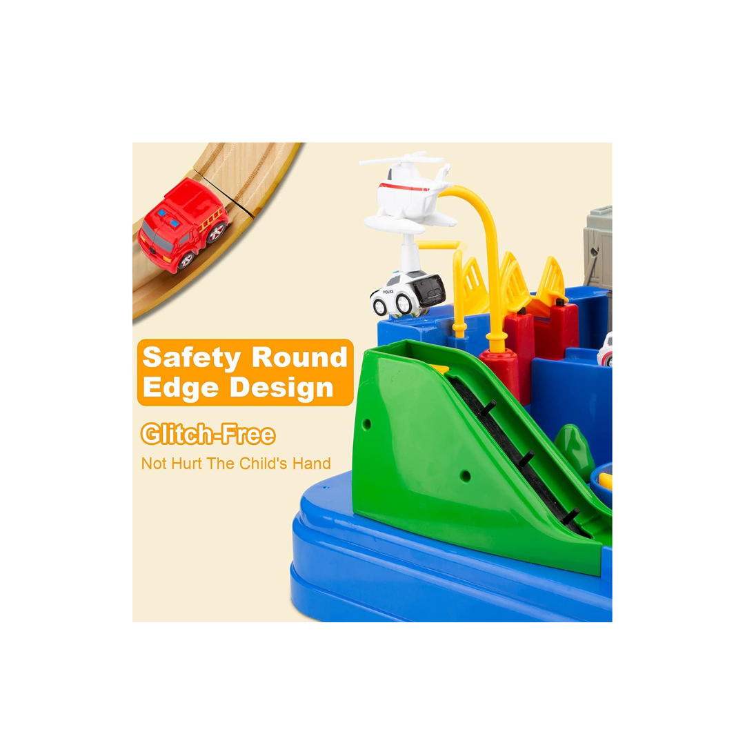 Jugunu Car Adventure Toys, City Rescue Preschool Toy, Race Tracks for Boys, Parent-Child Interactive Kids Race Car Track Playsets (3 Years+)