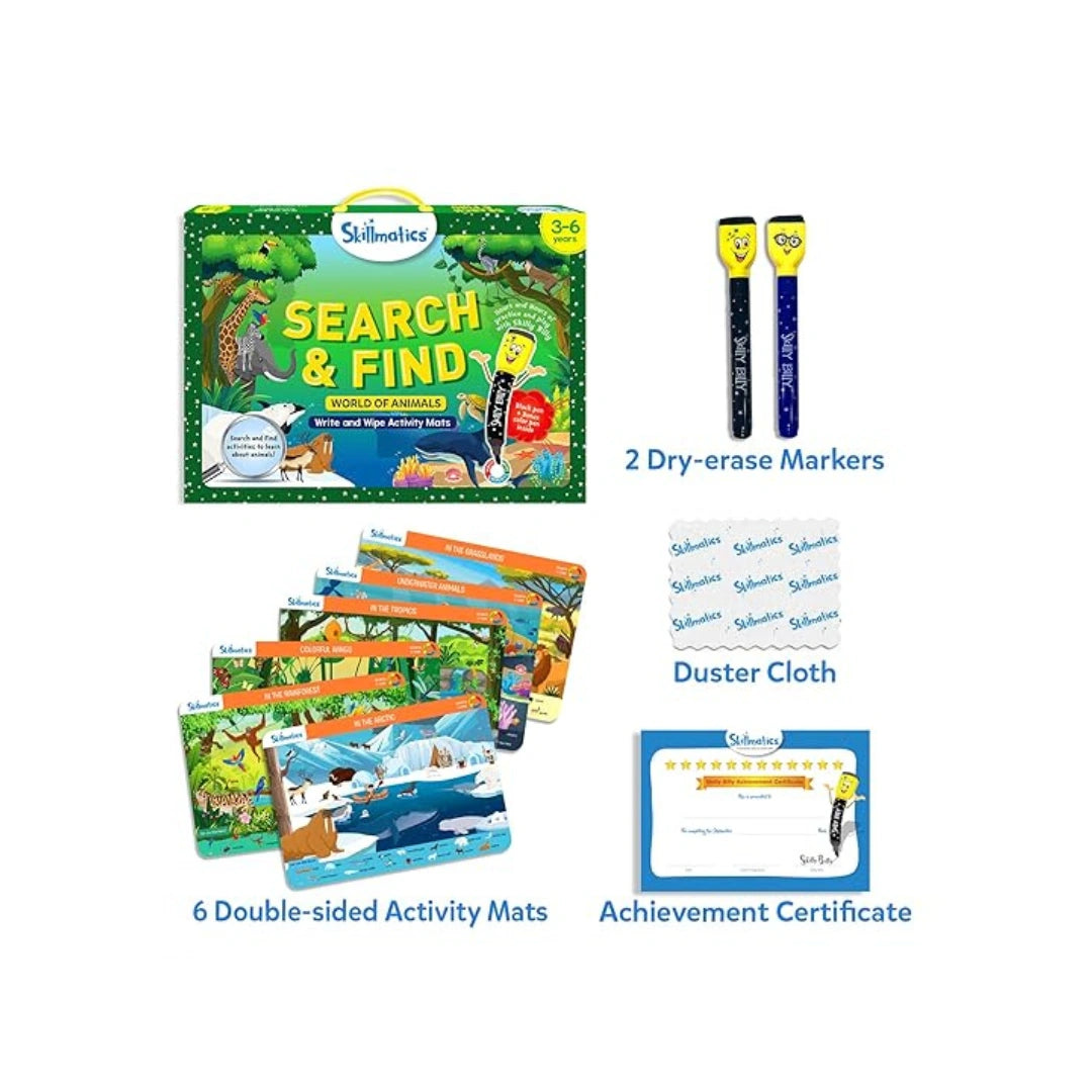 Animals search and find reusable activity game for kids.