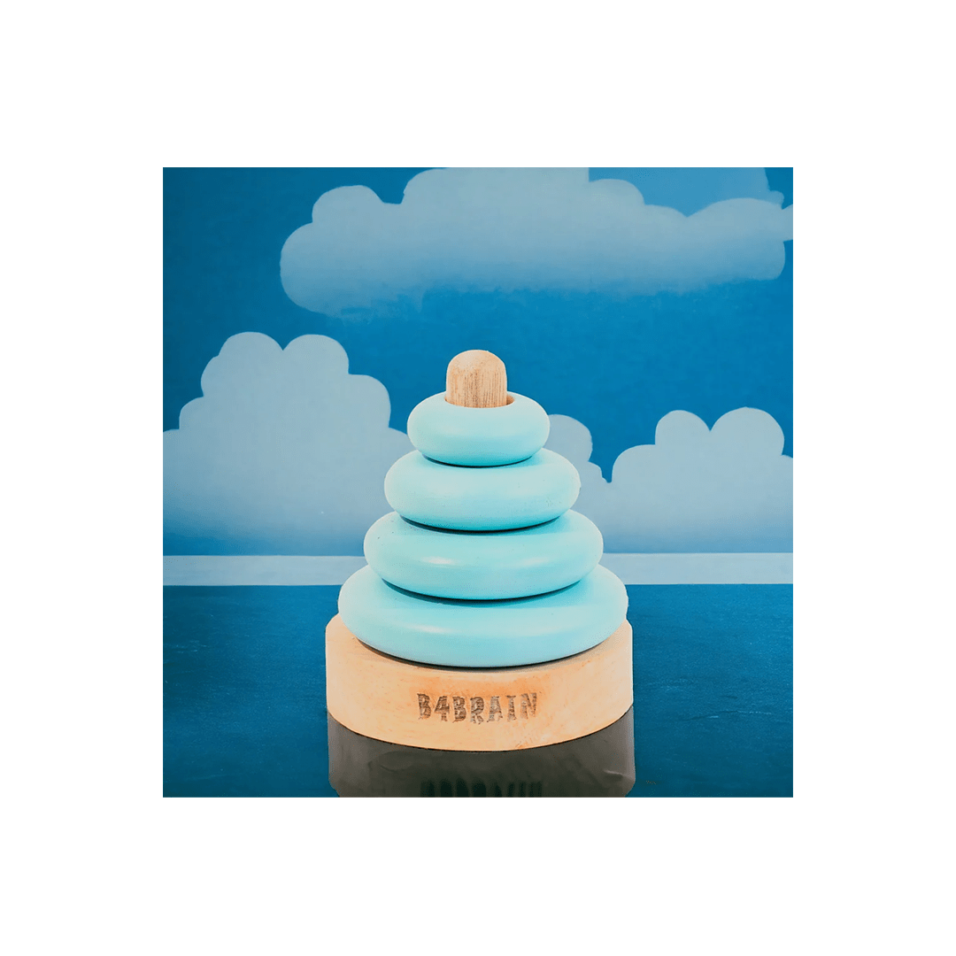 B4brain Toys B4 Brain Wooden Ring Stacking Toys For Kids - (2 Years+)