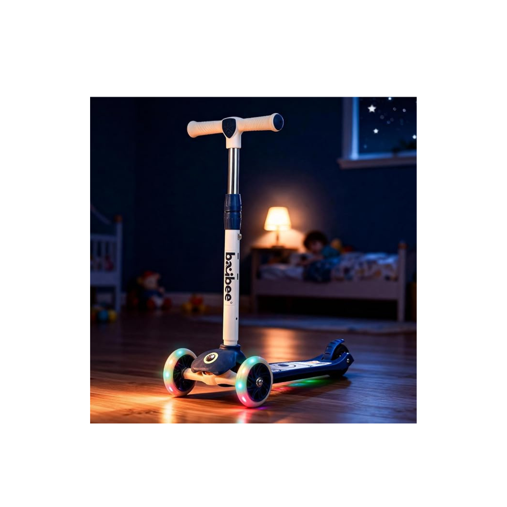 Baybee Skaterz Kick Scooter for Kids | 3 Wheel Kids Scooter with 3 Height Adjustable, LED Lights & Music | Skate Scooters Upto 50Kgs Weight Capacity | Runner Scooters for Kid 3 to 10 Years