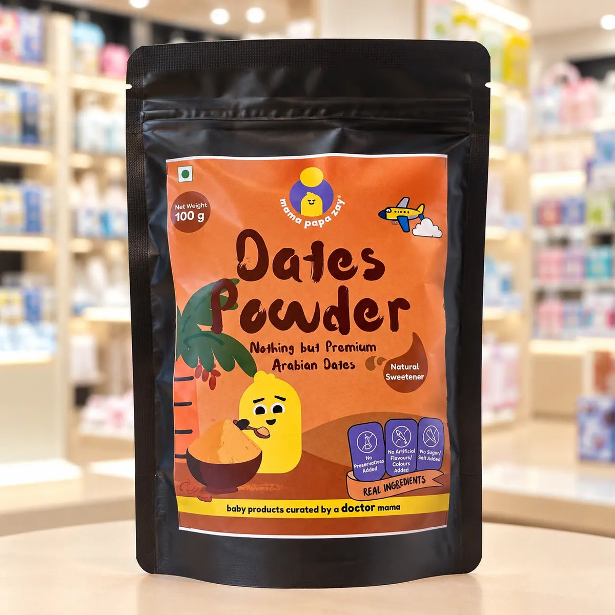 MamaPapaZay Arabian Dates Powder, 100 g | Natural Sweetener with No Added Sugar, Preservatives or Artificial Colours