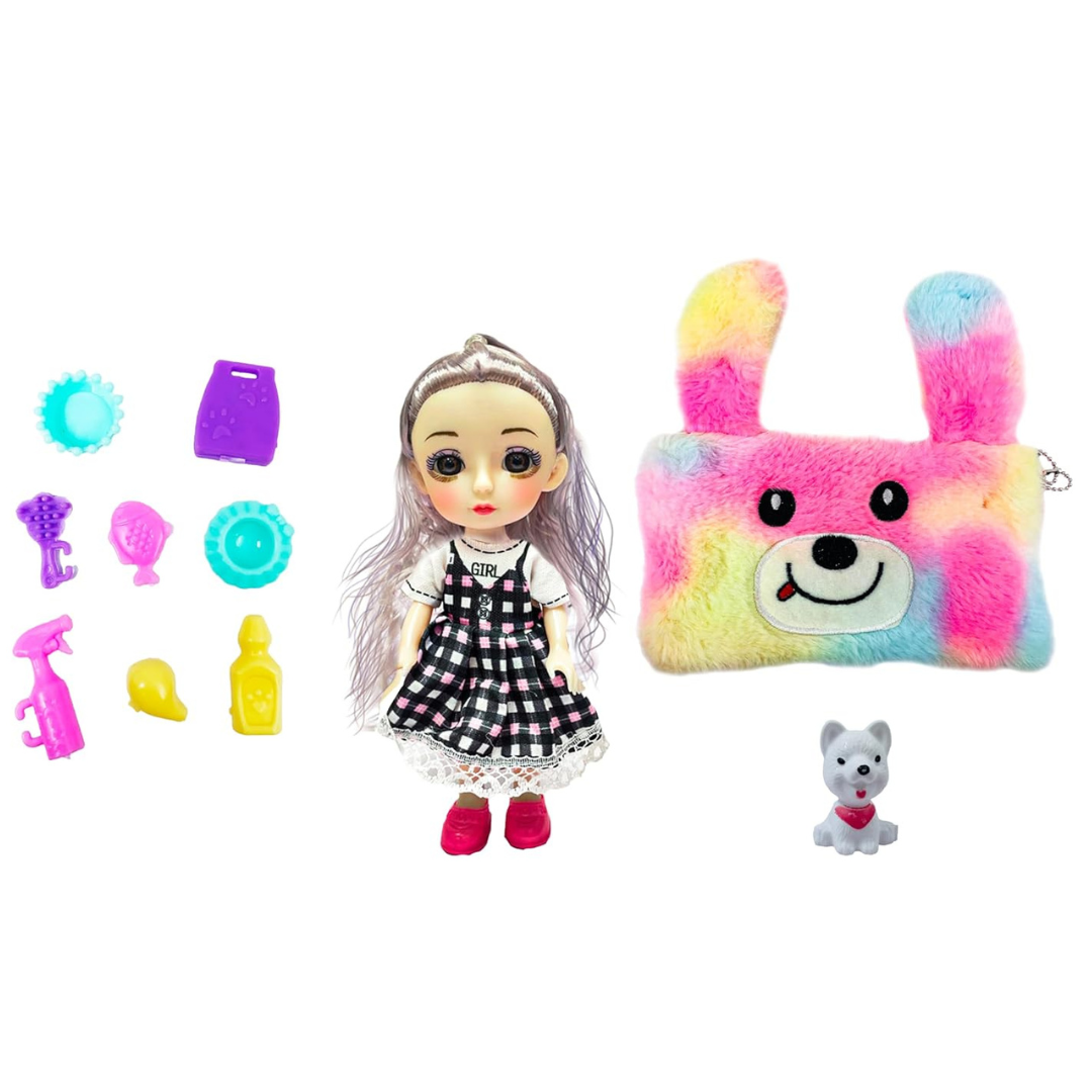 JUGU Alia Pet Collection Doll Set | Alia Doll with Fun Pet Accessories and Multicolor Pouch