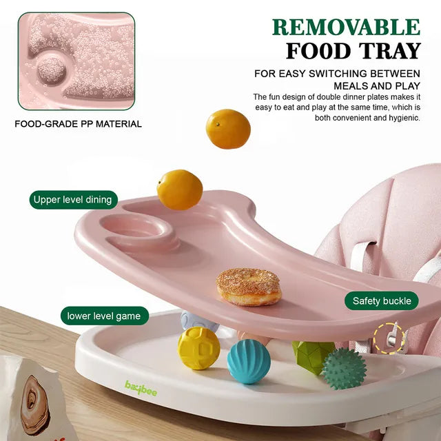 Baybee Multi-Functional Baby High Chair with Cushioned Seat, Removable Tray & Storage Basket For Kids (6 Months+)