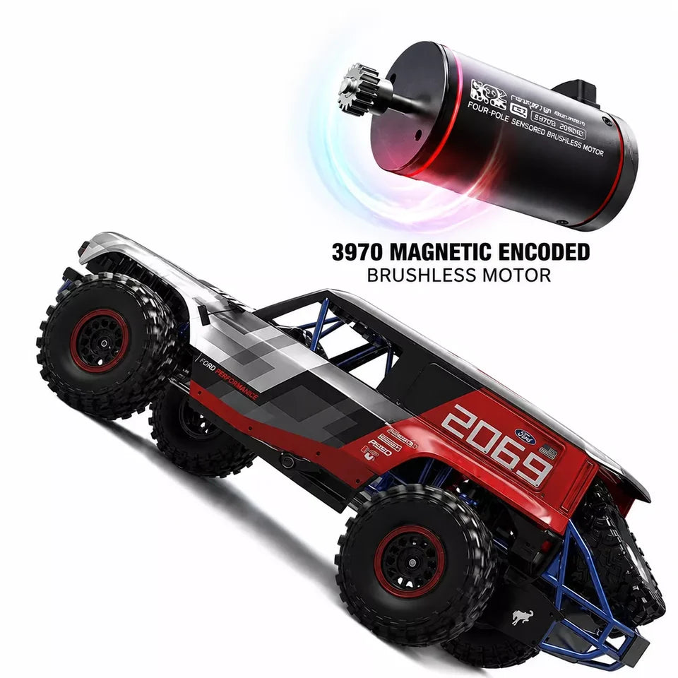 MJX R/C Hyper Go H18P Ford Bronco R 1:12 Scale Super Motor Brushless RC Off-Road Truck | High Performance 4WD Remote Control Rock Crawler Racing Car with Rugged Off-Road Tyres | Ford Bronco R Licensed RC Model