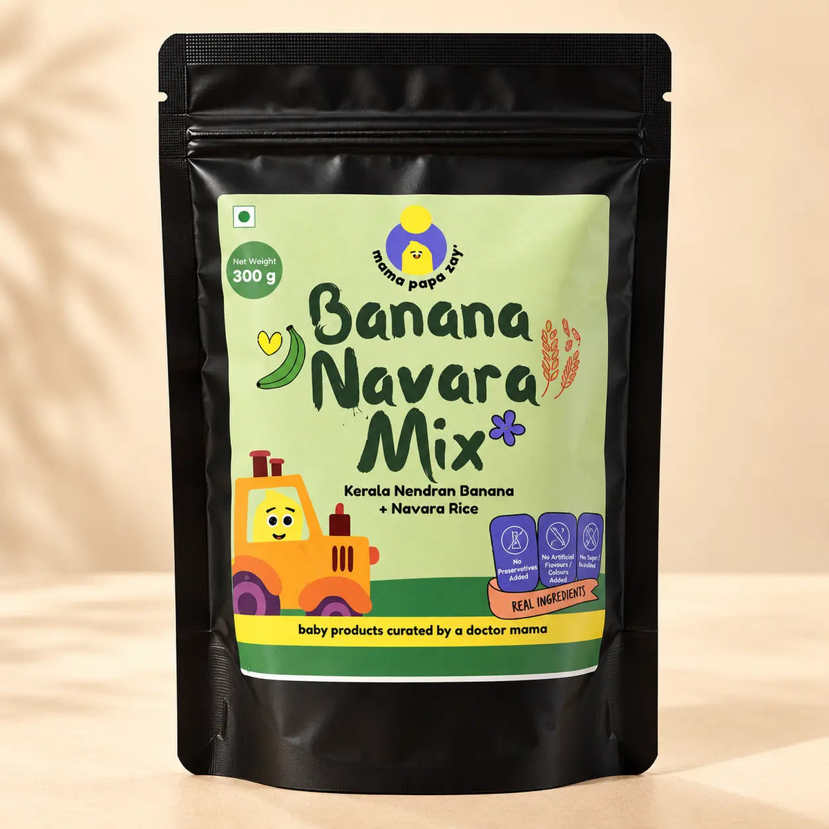 MamaPapaZay Banana Navara Mix, 300 g | Kerala Nendran Banana & Navara Rice Baby Food Mix