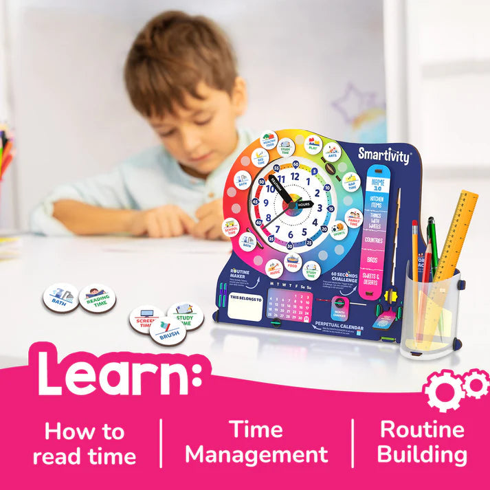 Smartivity DIY Interactive Clock with Stationary Organiser for Kids,Features an Infinity Calendar,Educational Toy (6-12 Years+)