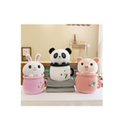 Panda Plush Toy with Blanket Gift Set, 60 cm | Soft Stuffed Panda with Hidden Blanket in Pot, Birthday & Baby Shower Gift