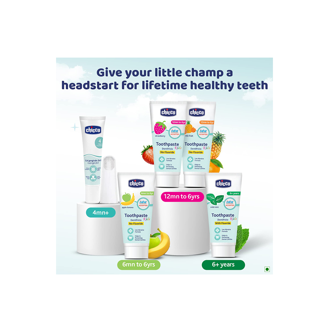 Chicco Toothpaste for Kids, Best for Baby (1y-6y), Strawberry Flavour, 50g