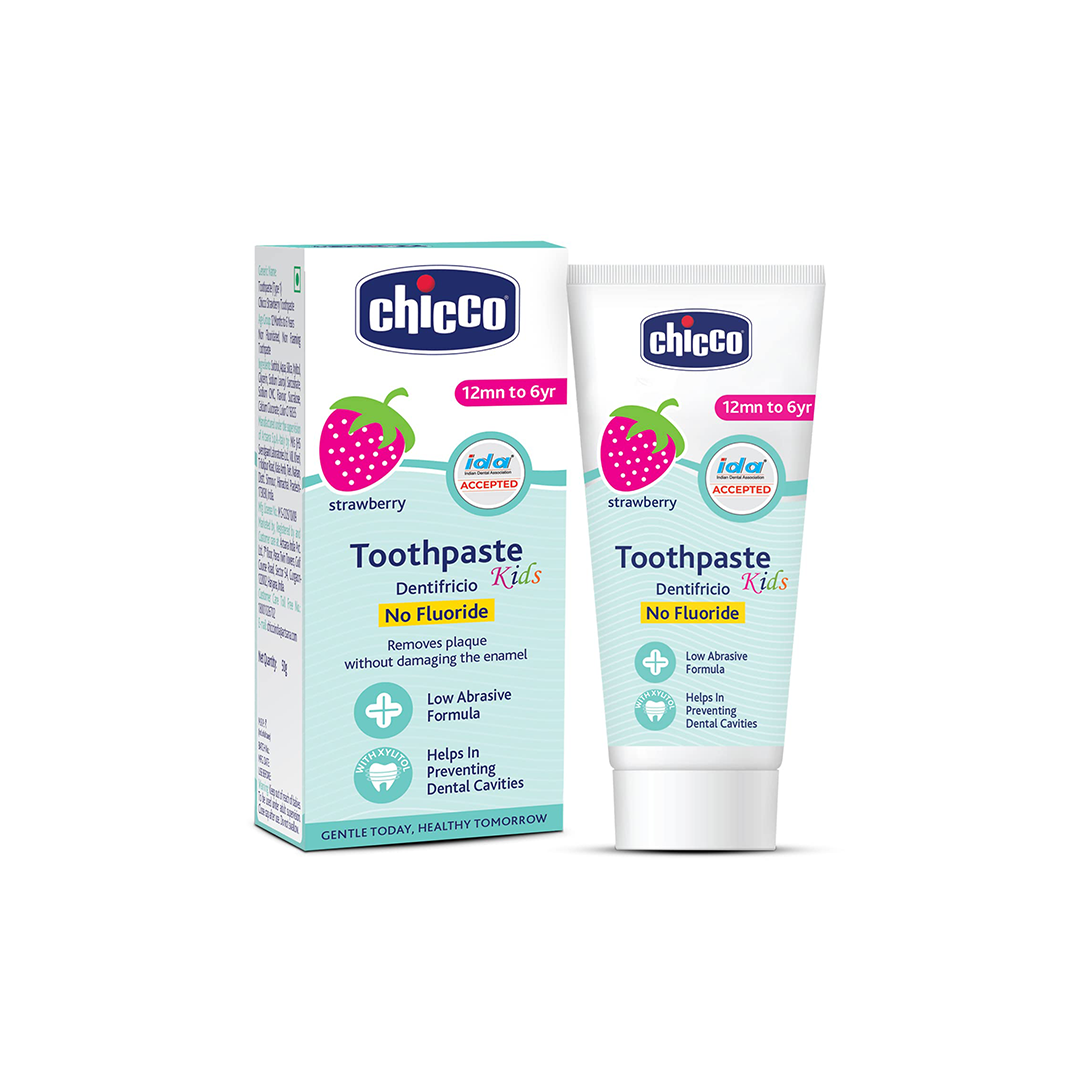 Chicco Toothpaste for Kids, Best for Baby (1y-6y), Strawberry Flavour, 50g