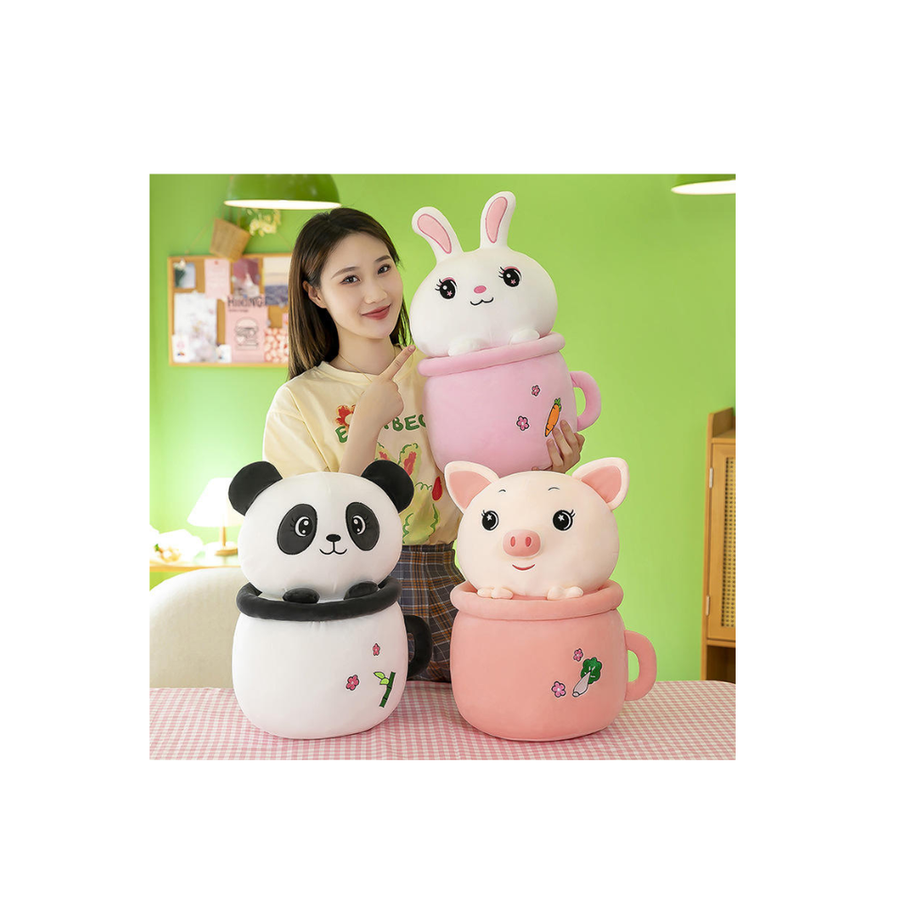 Panda Plush Toy with Blanket Gift Set, 60 cm | Soft Stuffed Panda with Hidden Blanket in Pot, Birthday & Baby Shower Gift