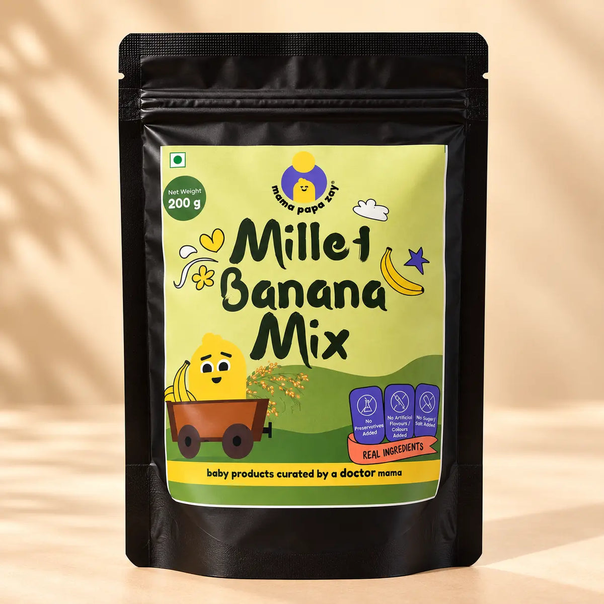 MamaPapaZay Millet Banana Mix, 200 g | Baby Food Mix with Millet & Banana, No Added Sugar or Salt