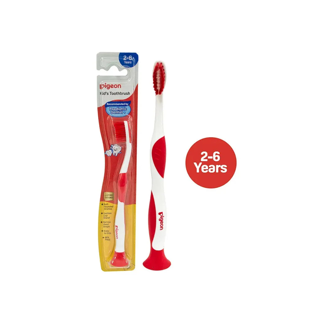 Pigeon Kids Toothbrush with free Tooothpaste, Soft Rounded Bristles Baby & Kids Toothbrush with Easy-Grip Handle, BPA-Free Child-Safe Material, Gentle Oral Care Toothbrush for Toddlers & Growing Kids (2 Years+)