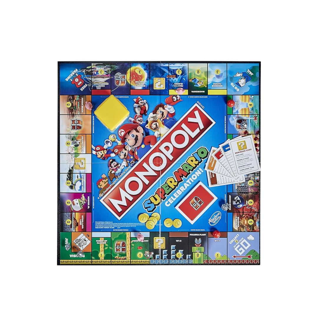 JB Impex Super Mario Celebration Edition Property Trading Board Game with Interactive Electronic Question Block Sound Unit & Metallic Tokens (8+ Years)