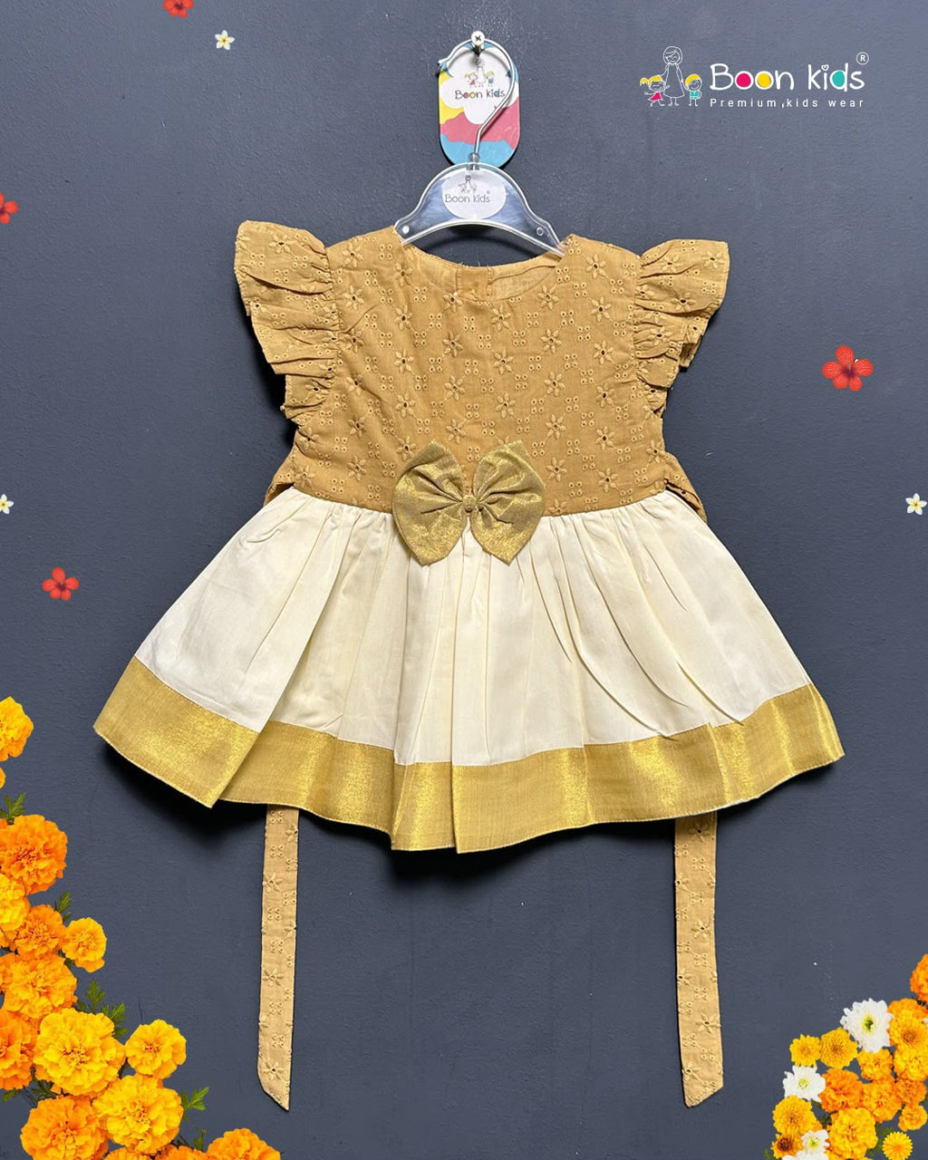 FROCK WITH BOW CENTER FOR GIRLS