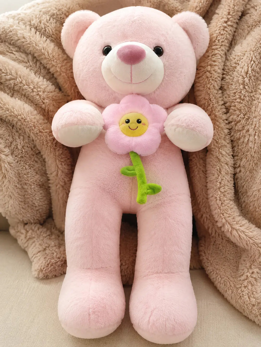 Rolex Pink Teddy Bear with Smiling Flower Plush Soft Toy 3+ Years