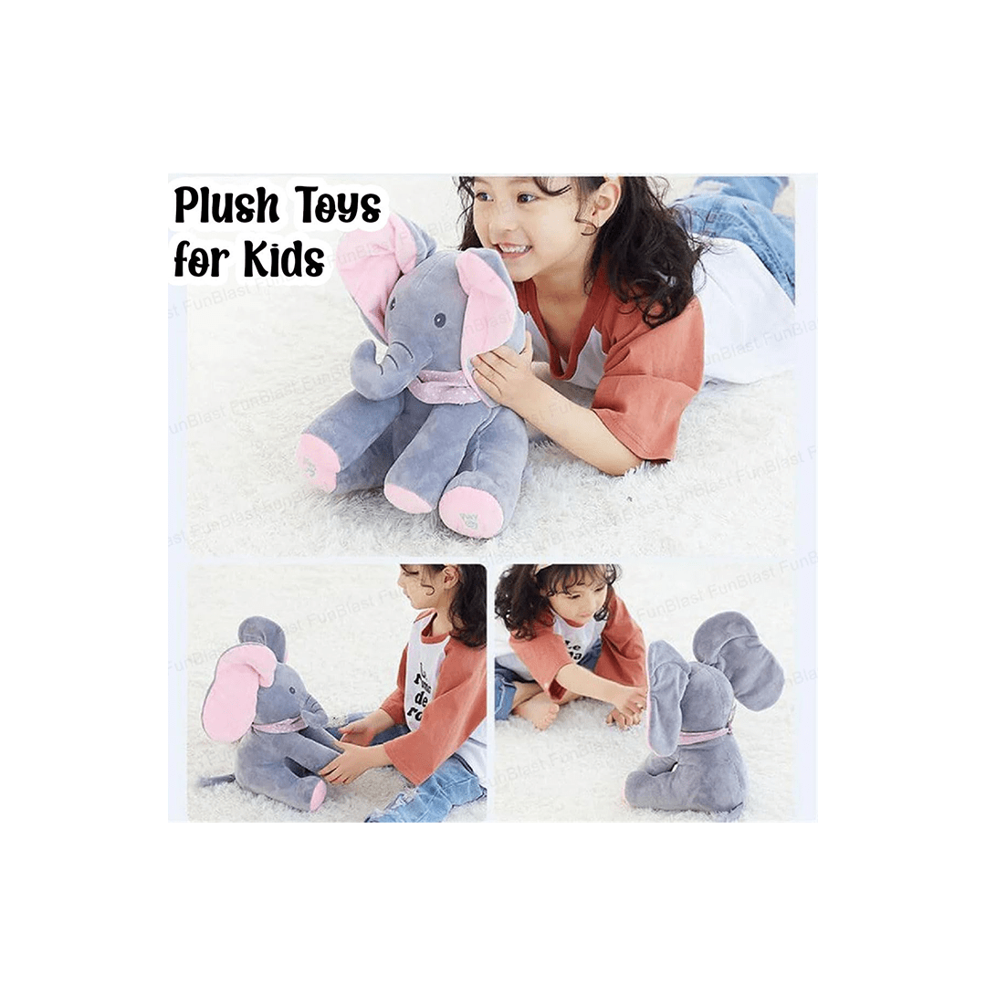 Baybee Toys Burani Toys Singing Elephant Toy For Kids, Baby And Toddlers - Cute And Soft Peek-A-Boo Plush Animal With Moving Ears For Kids (1 Year+)