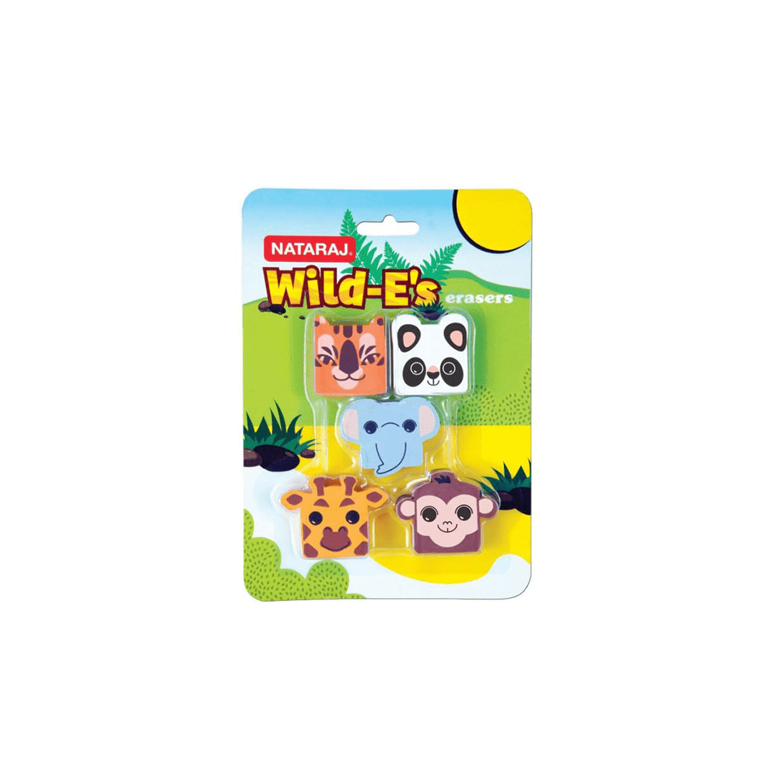 Nataraja Toys Nataraj Wild-ES Series Eraser | Dust Free, Non-Toxic | Animal Themed For Kids Pack Of 3